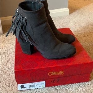 Carlos Charcoal Suede ankle booties